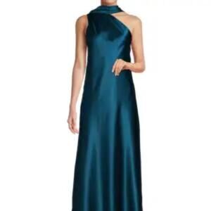 RENEE C. Women's One Shoulder Scarf Satin Midi Dress Medium NWT